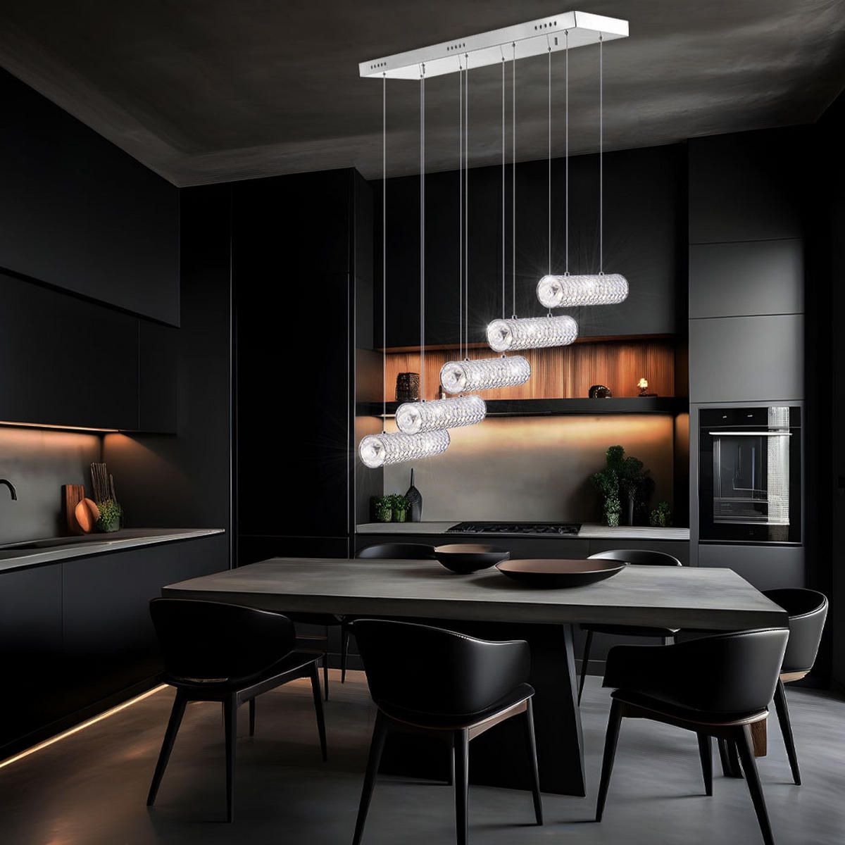 LED HÄNGELEUCHTE TINCA Kristall Optik Klar - Klar, Glas (80/25/140cm) - Globo Lighting