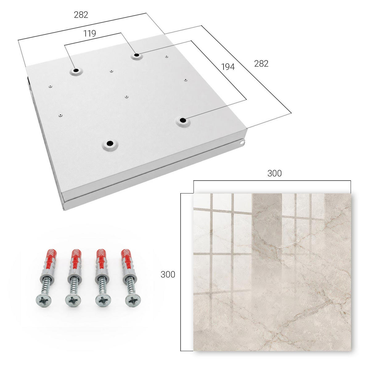 SCHLÜSSELBOX Weiß 30x30 cm – Türöffnung nach rechts - Subtile Eleganz - Beige, Metall (30/30/5cm) - TULUP