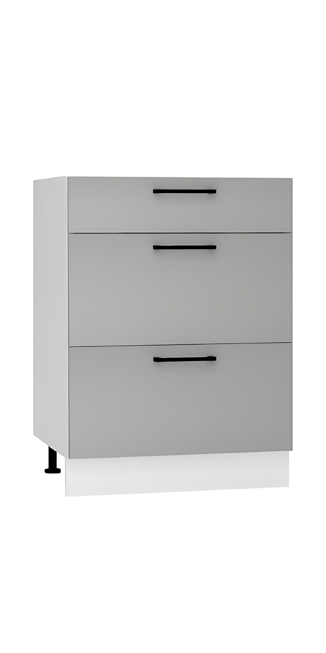 UNTERSCHRANK D60S3 - Morvex - 3 Schubladen für effiziente Organisation - Grau, Holz/Metall (60/82/52.4cm) - ROYAL24_MARKT