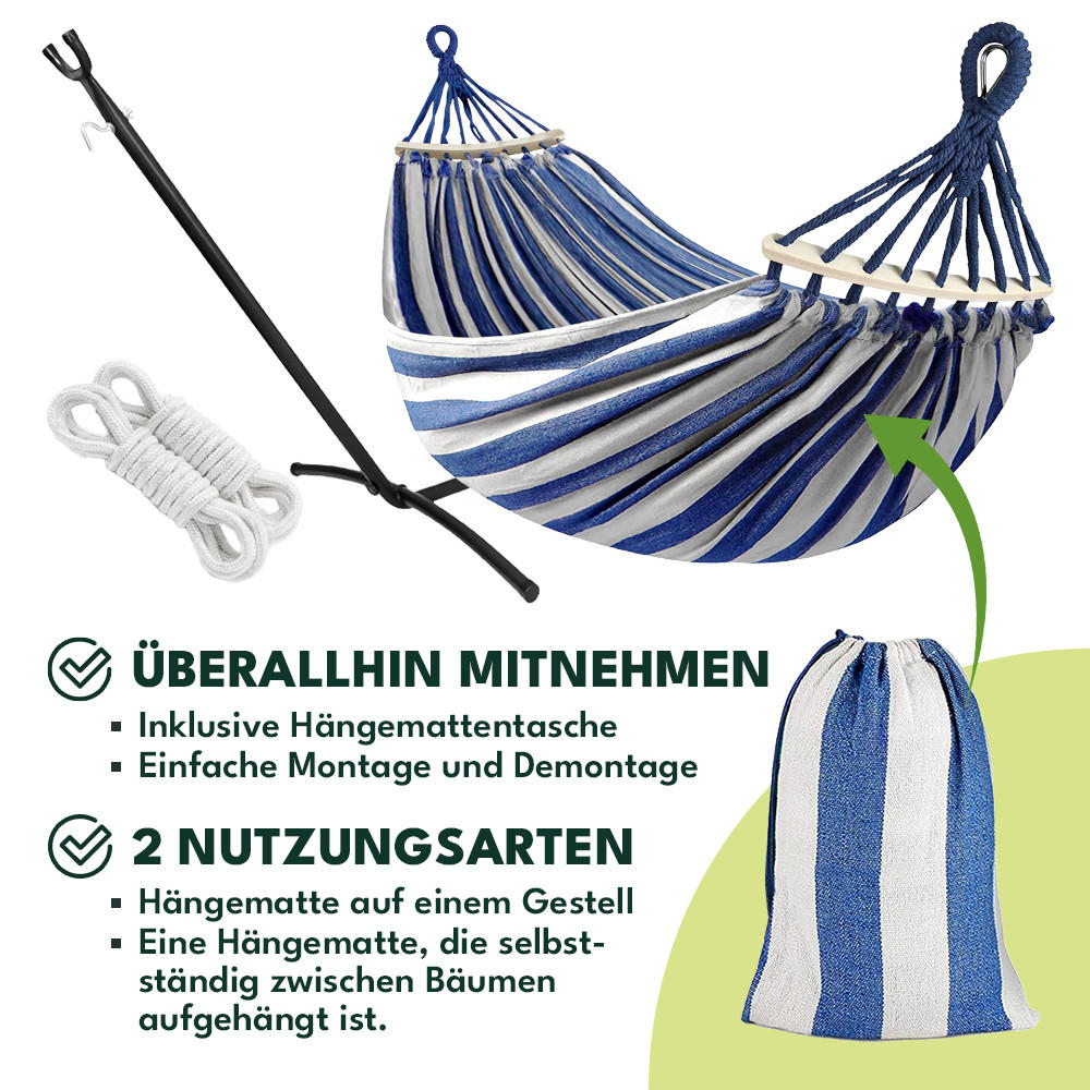 Thumbnail - Krumad Hängematte, Blau, Textil, 150x40x260 cm, Gartenmöbel, Hängematten