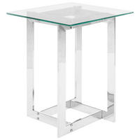 BEISTELLTISCH Glas silber quadratisch 40/40 cm Crystal - Transparent/Silberfarben, Glas (40/40/52cm) - Beliani