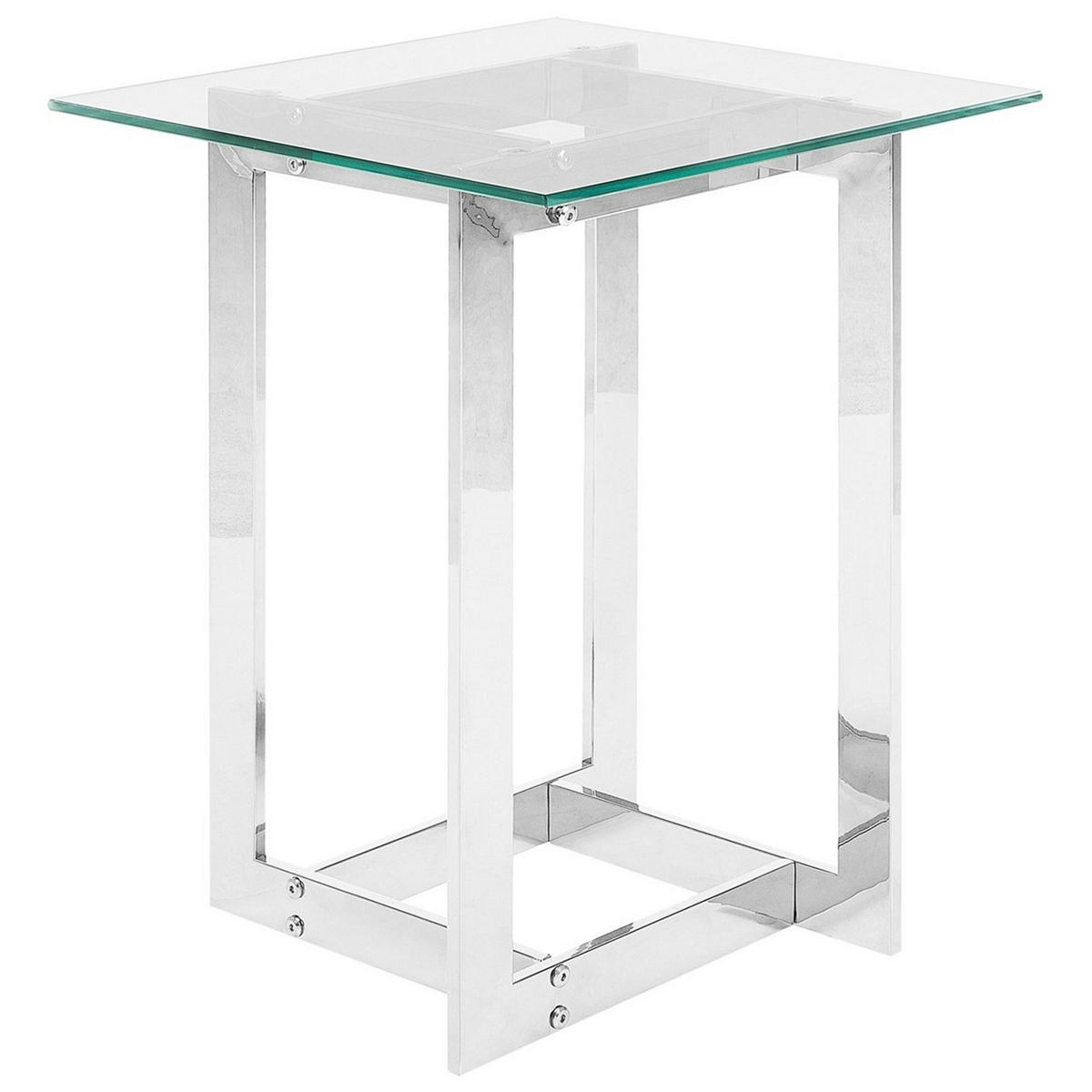 BEISTELLTISCH Glas silber quadratisch 40/40 cm Crystal - Transparent/Silberfarben, Glas (40/40/52cm) - Beliani