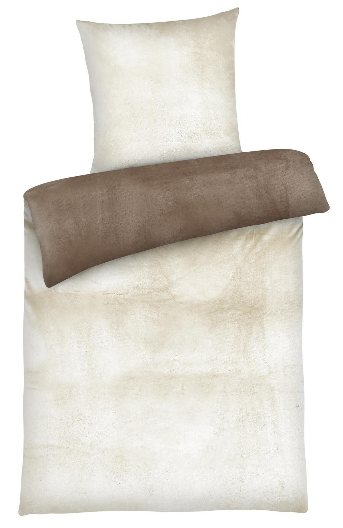 WINTER-BETTWÄSCHE 155x220 Cashmere-Touch Warmer Winter Bettbezug Kuschelig Creme Braun - Creme, Textil (155/220cm) - Carpe Sonno