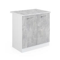 SPÜLENUNTERSCHRANK R-Line Beton 80 cm, AP Marmor - Schieferfarben/Hellgrau, Holzwerkstoff (80/81.6/60cm) - Vicco