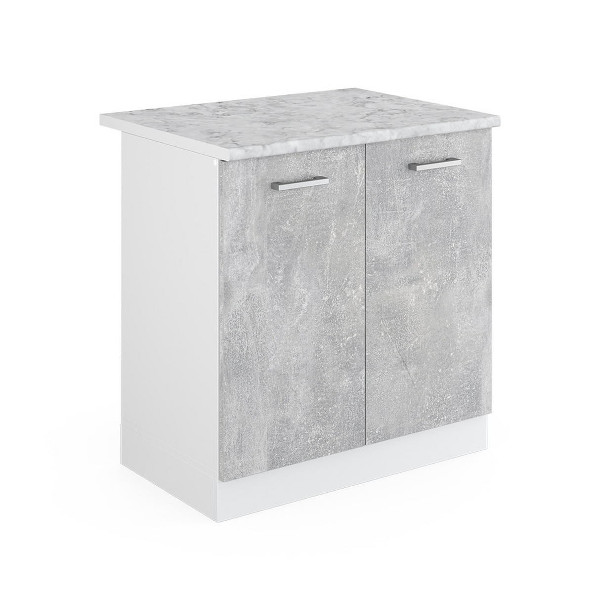 SPÜLENUNTERSCHRANK R-Line Beton 80 cm, AP Marmor - Schieferfarben/Hellgrau, Holzwerkstoff (80/81.6/60cm) - Vicco