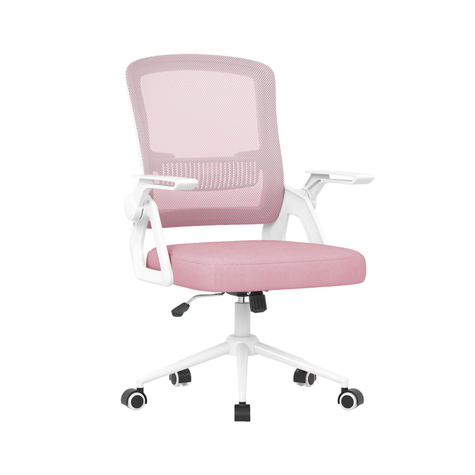 COMPUTERSTUHL drehbar, klappbare Armlehnen, Lendenstütze – Rosa - Pink, Metall (60/100/60cm) - Rattantree