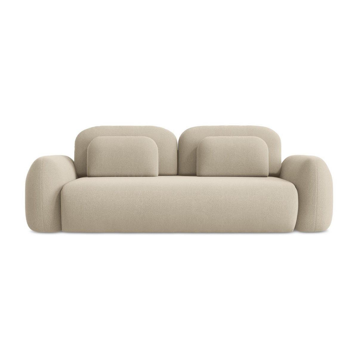 3-SITZER SOFA mit Schlaffunktion Bouclé Stoff Beige - Beige/Schwarz, Holzwerkstoff/Kunststoff (266/95/121cm) - LaMiaSofa