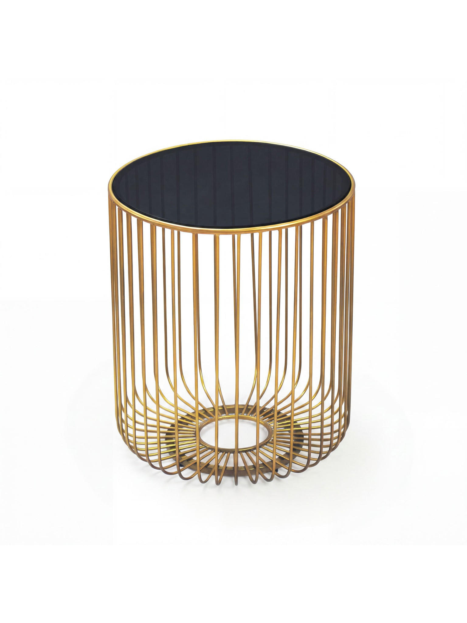 Beistelltisch Sicherheitsglas Schwarz-Gold Ø 40x47 cm - DENIA   Kadima
