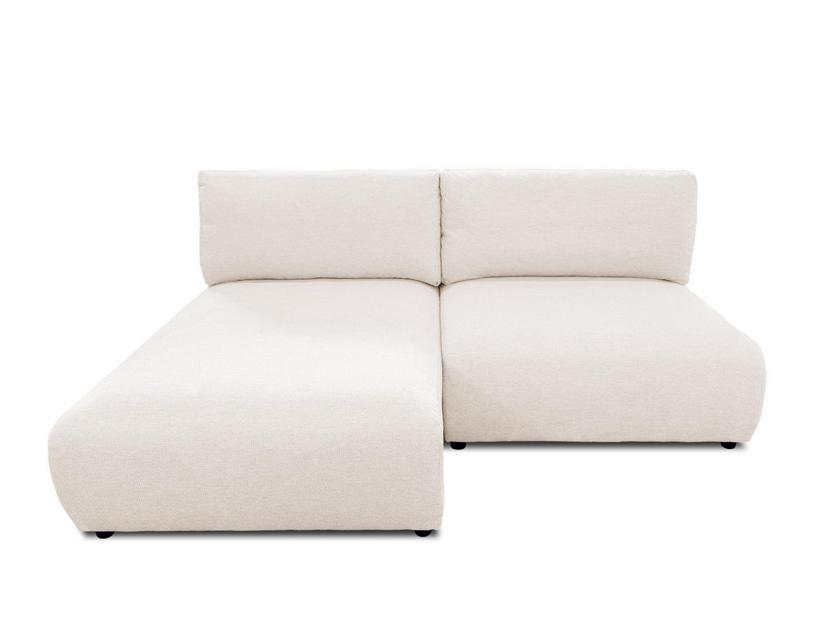 ECKSOFA Sora mit Schlaffunktion, Bettkasten und extra tiefer Komfortzone aus hochwertigem Creme Strukturstoff - Creme/Schwarz, Holz/Kunststoff (140/200cm) - S-Style
