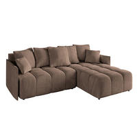ECKSOFA mit Schlaffunktion und Bettkasten LONLI-L 242x175x88 Braun Velours - Braun, Holzwerkstoff/Kunststoff (242/175cm) - ALTDECOR