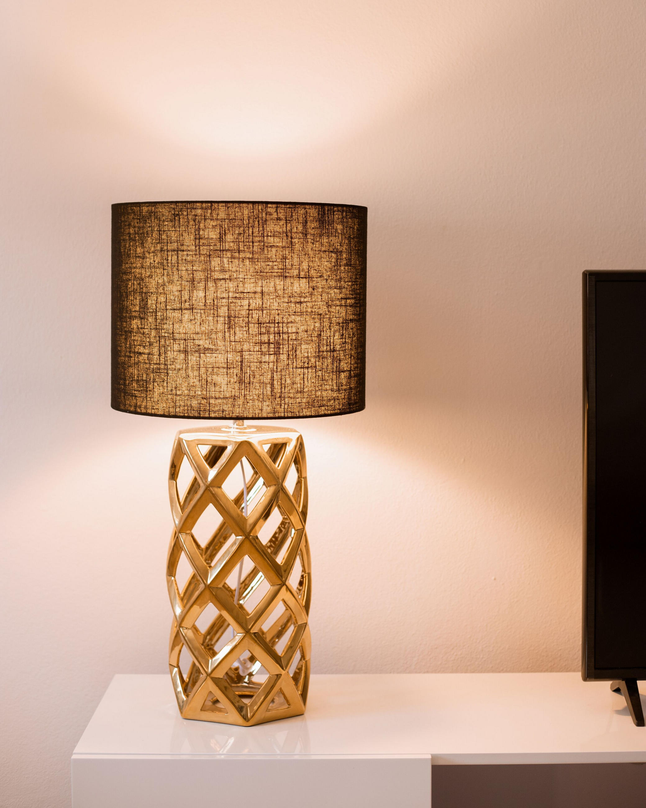 TISCHLAMPE Selja 35/35/71 cm - Schwarz, Keramik (35/35/71cm) - Beliani