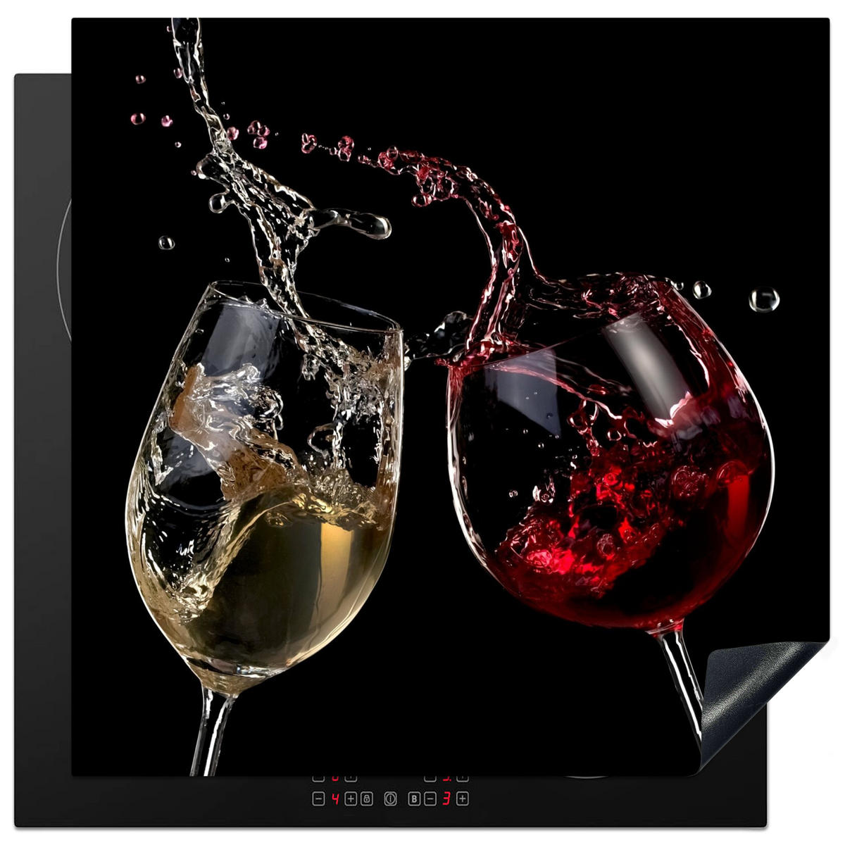 HERDABDECKPLATTE Rotwein - Weißwein - Glas - Schwarz 78x78 cm - Weinrot, Kunststoff (78/0.2/78cm) - MuchoWow