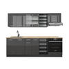 KÜCHENZEILE R-Line Anthrazit Hochglanz/Anthrazit 240 cm ohne Arbeitsplatte - Anthrazit, Holzwerkstoff (240/81.6/46cm) - Vicco