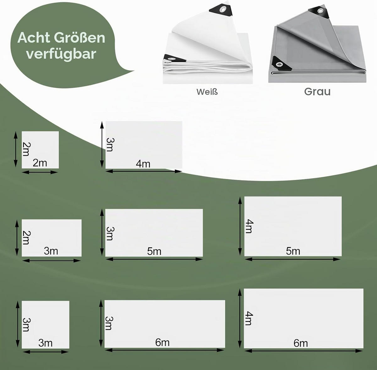 ABDECKPLANE Wasserdicht PE mit Ösen 3 x 3 Weiß - Weiß, Kunststoff (300/300cm) - Woltu