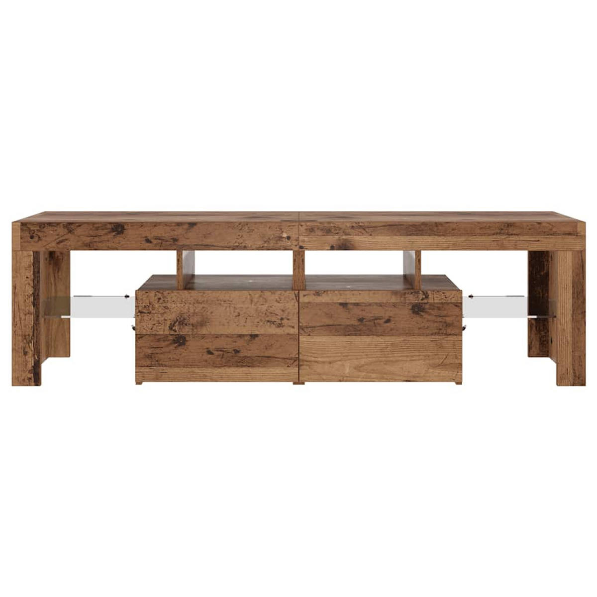 LOWBOARD mit Led 140/36,5/40 cm aus Holzwerkstoff in Altholz-Optik Dekor - Graubraun, Holz (140/40/36.5cm) - vidaXL