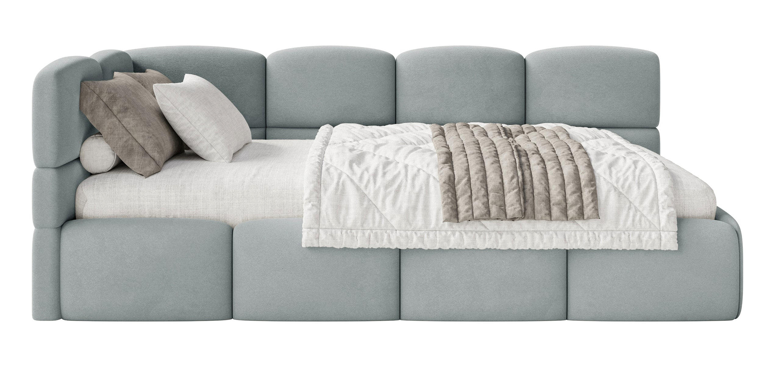 ŠTUDENTSKÁ POSTEĽ Cloudy sivá 90x200 cm, záhlavie vľavo, zamat - čierna/sivá, textil/plast (90/200cm) - Selsey