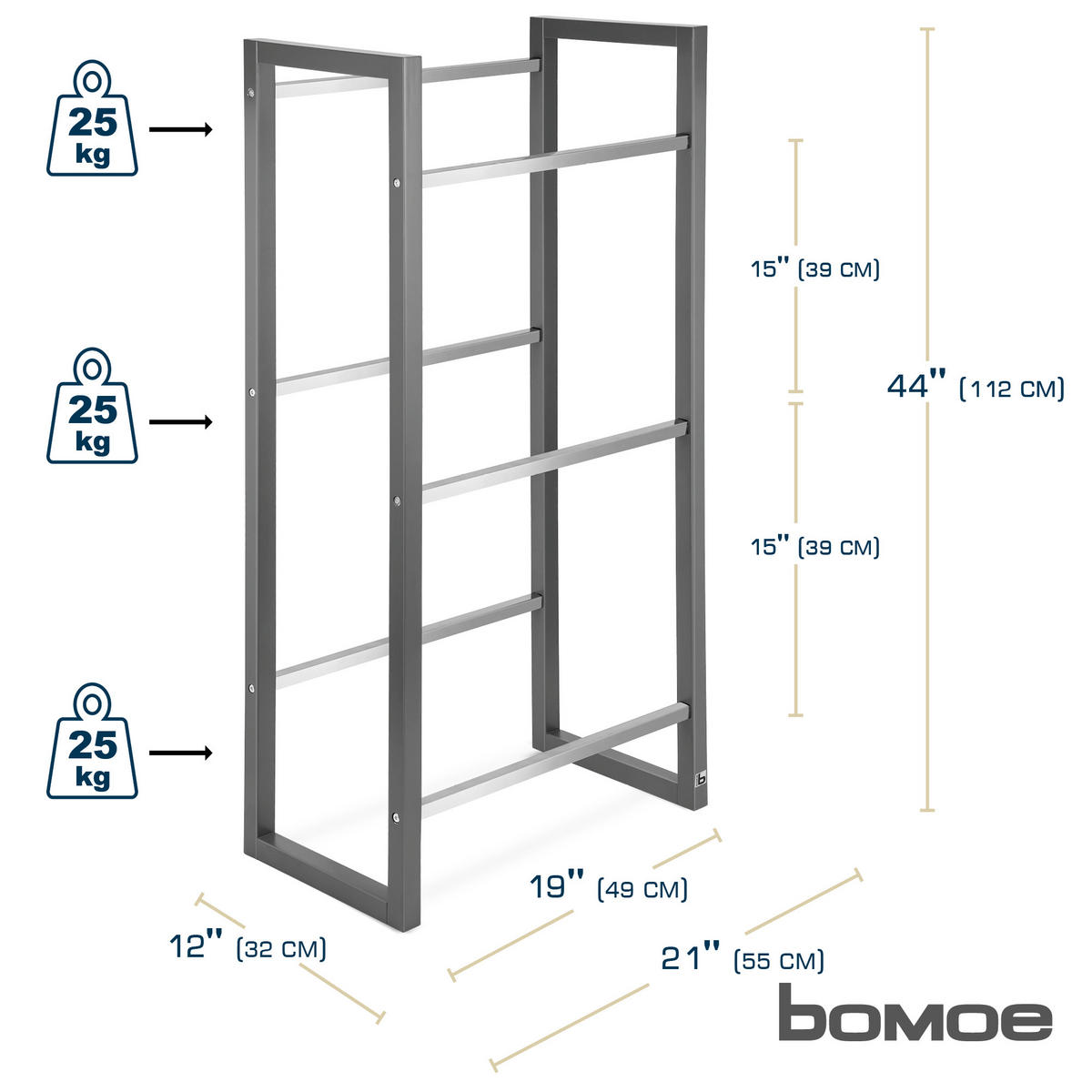 GETRÄNKEREGAL Mattis Anthrazit - Anthrazit, Naturmaterialien/Bambusholz (55/112/32cm) - BoMoe