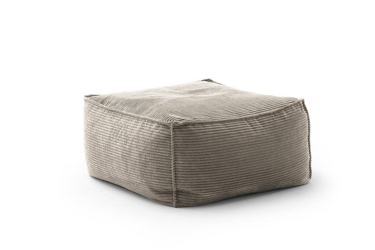 HOCKER ALEA Steingrau Cord - Greige, Textil (86/38/86cm) - KAWOLA