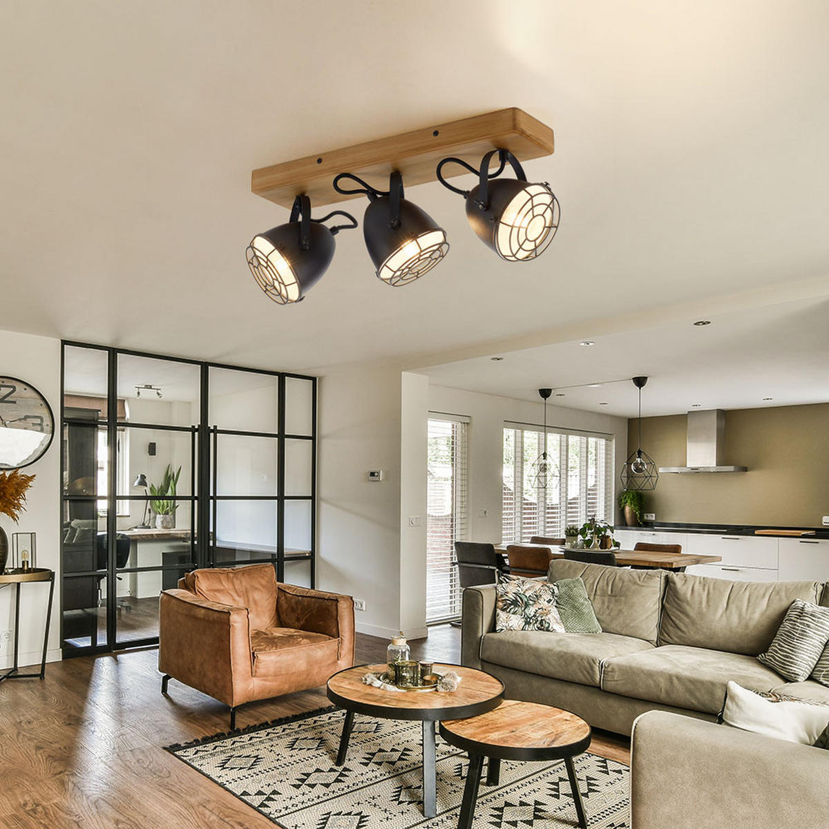 LED DECKENLEUCHTE Metall Holzoptik Braun - Braun, Holz (46/17/20cm)