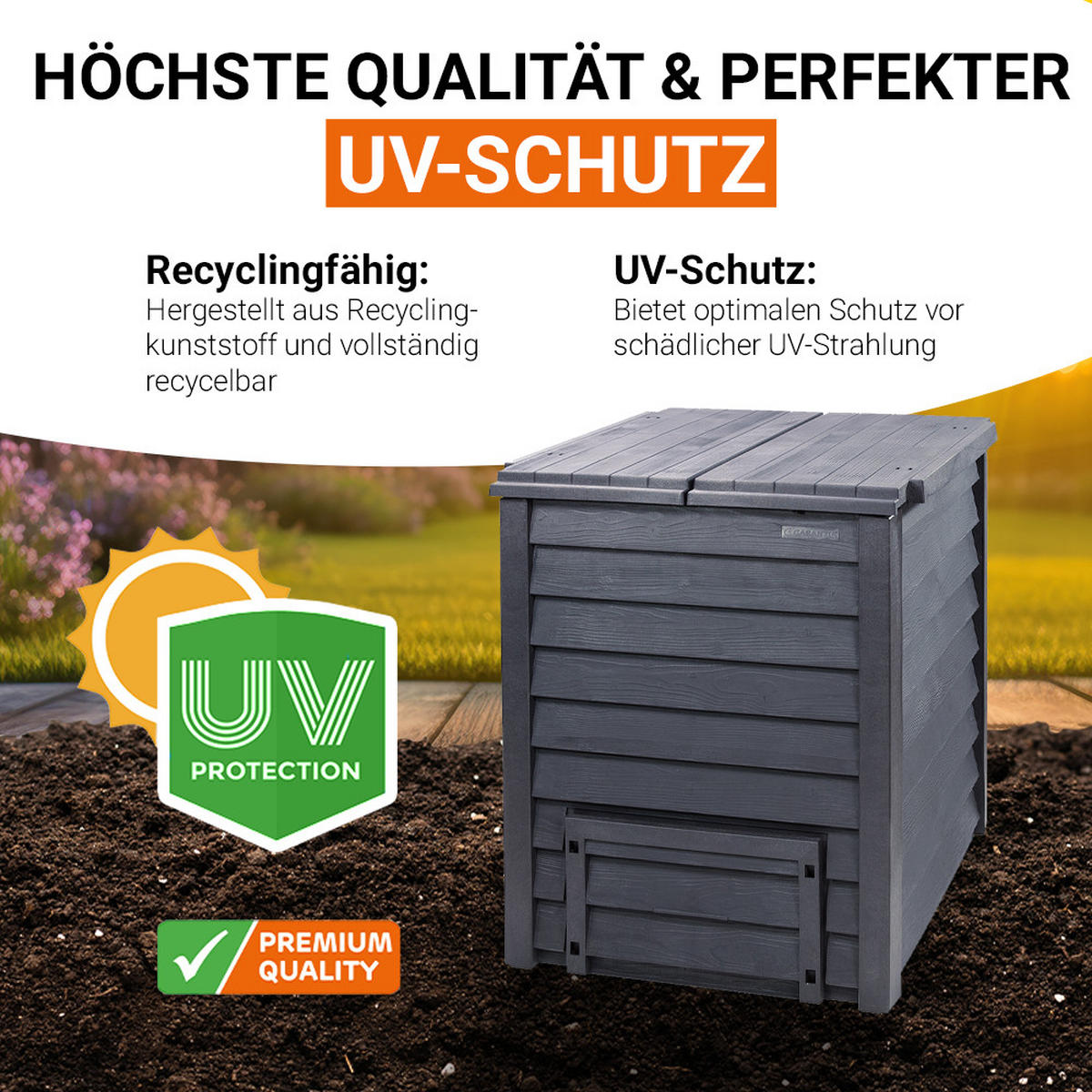 KOMPOSTER 400 L, anthrazit-braun - Braun, Kunststoff (72/90/72cm) - GARANTIA