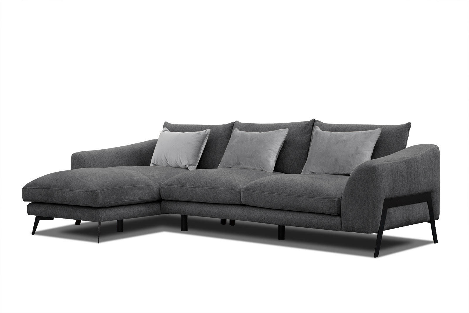 ECKSOFA WINTER 4-Sitzer, graphitfarben - Schwarz/Graphitfarben, Holzwerkstoff/Textil (158/269cm) - Courtois Laville