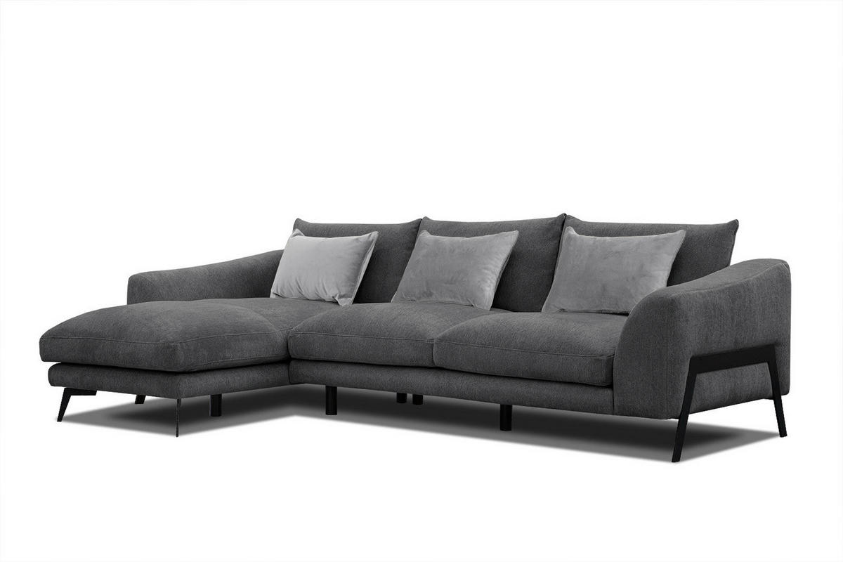 ECKSOFA WINTER 4-Sitzer, graphitfarben - Schwarz/Graphitfarben, Holzwerkstoff/Textil (158/269cm) - Courtois Laville