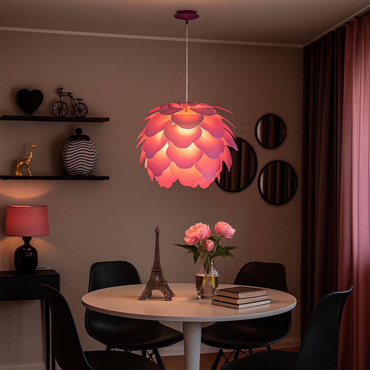 LED HÄNGELEUCHTE FILETTA Rosa Kunststoff - Rosa, Metall (42/42/110cm)