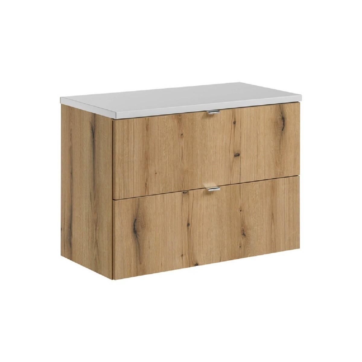 Milaros Markt Waschtischunterschrank Eiche Wotan, Weiß 80x57x40 cm