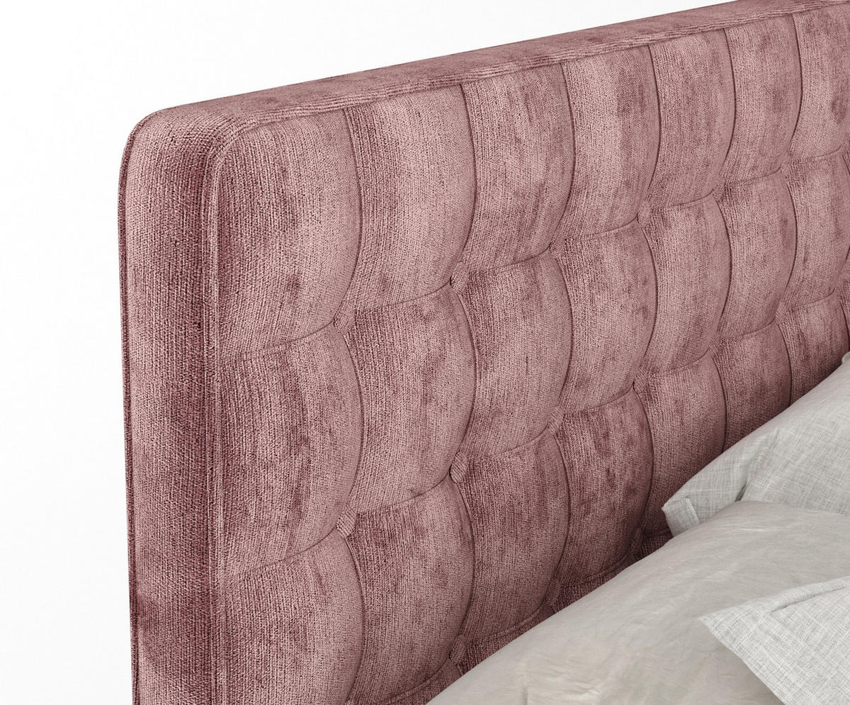 BOXSPRINGBETT Velouria Rosa 180/200 cm - Schwarz/Rosa, Holz/Holzwerkstoff (180/200cm) - Maison de Reve