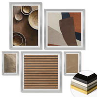 WANDBILDER 5er Set - 50x50 cm & 20x30 cm & 40x60 cm Silberner Rahmen - Moderne Steinstrukturen - Silberfarben, Kunststoff (40/60cm) - ArtPrintCave