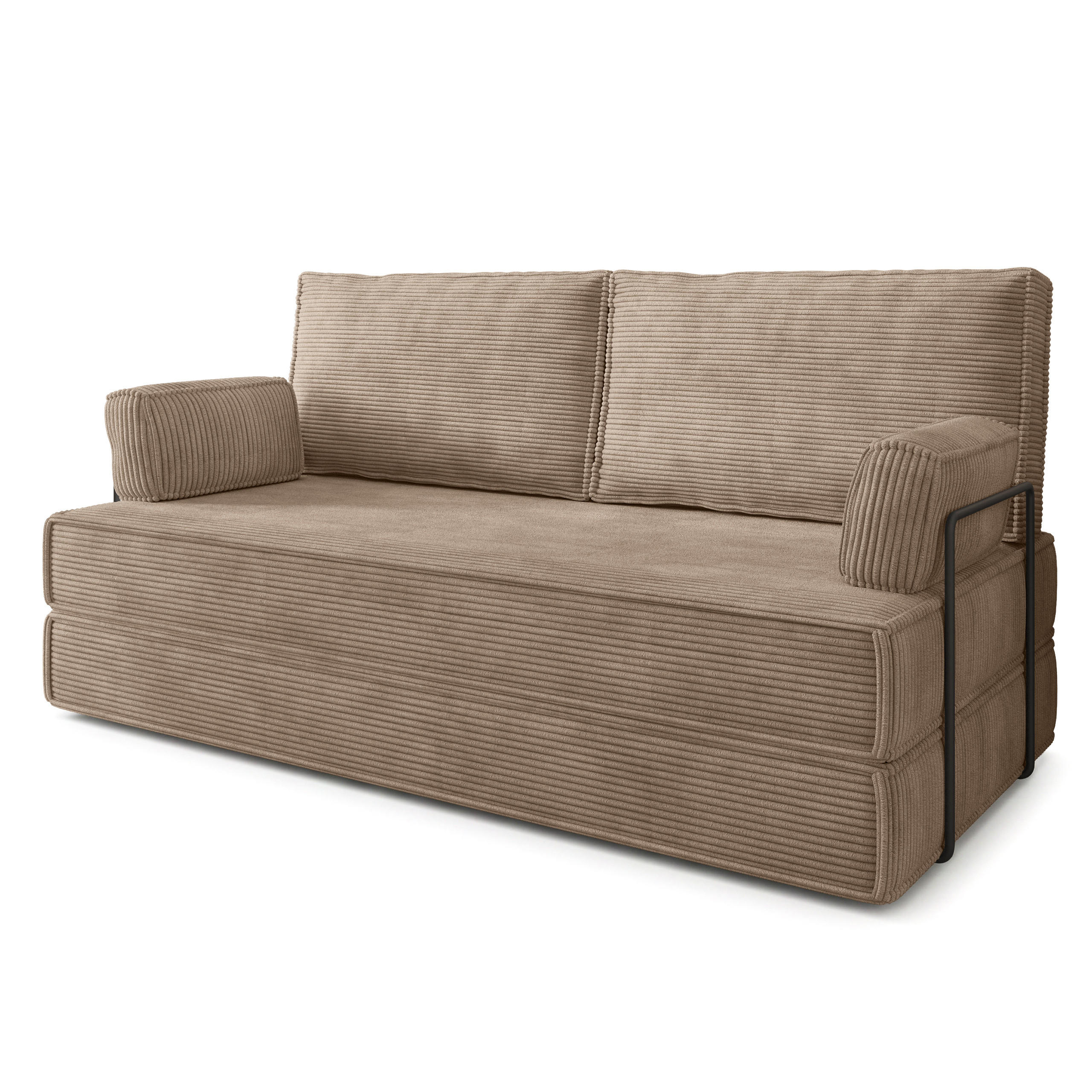 POHOVKA z pěny SILAR s kovovým rámem Manšestrová látka Béžová - béžová, textil (170/86/80cm) - MASSENO