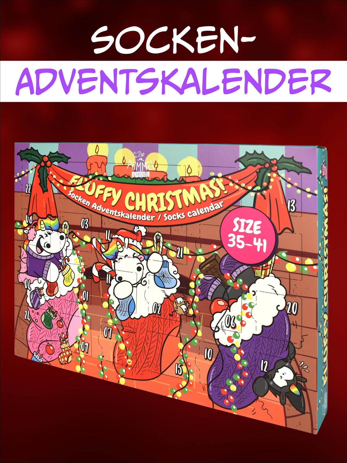 ADVENTSKALENDER Pummel & Friends Pummeleinhorn mit 12 Paar Socken Größe 35-41 - Multicolor, Textil (37/5/26.5cm) - United Labels