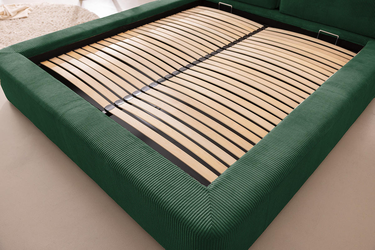 POLSTERBETT - Grün, Textil (180/200cm) - home24