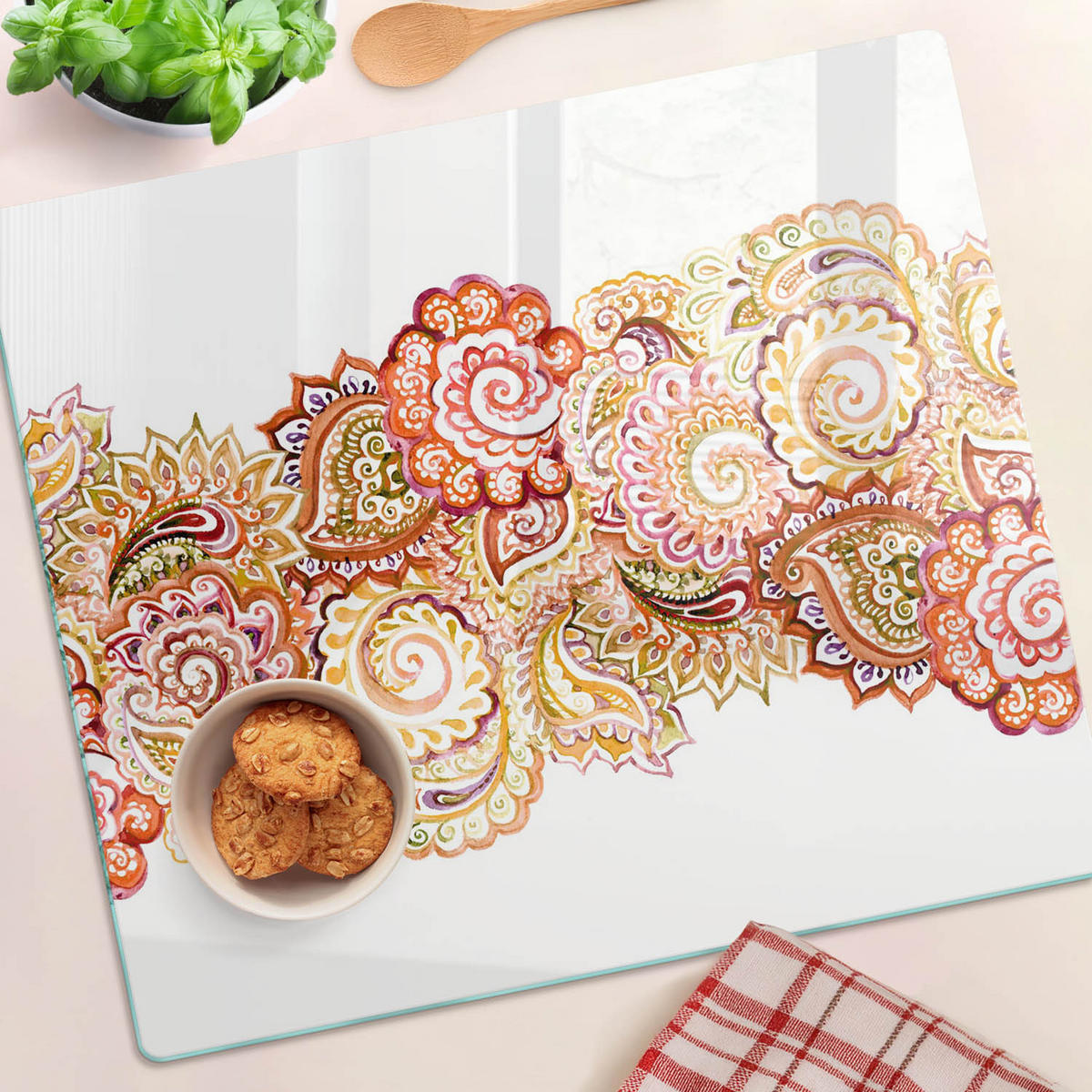 GLASPLATTE 60x52 cm Dekorationen - Orange, Glas (60/0.4/52cm) - TULUP