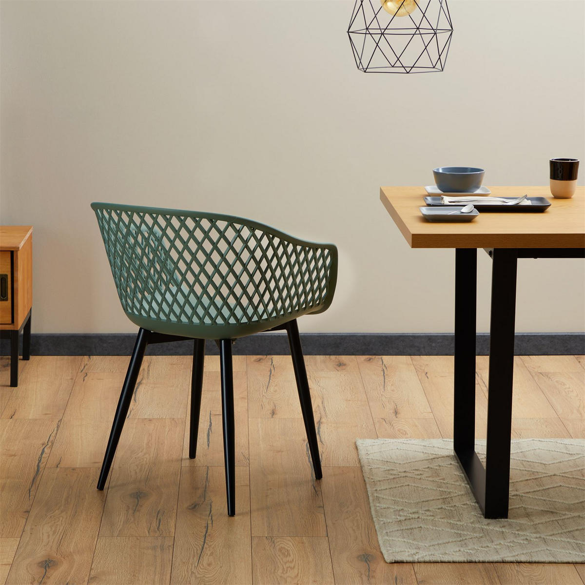 ESSZIMERSTUHL MADEIRA 4ER-SET - Grün, Textil (61/80/57cm) - IDIMEX