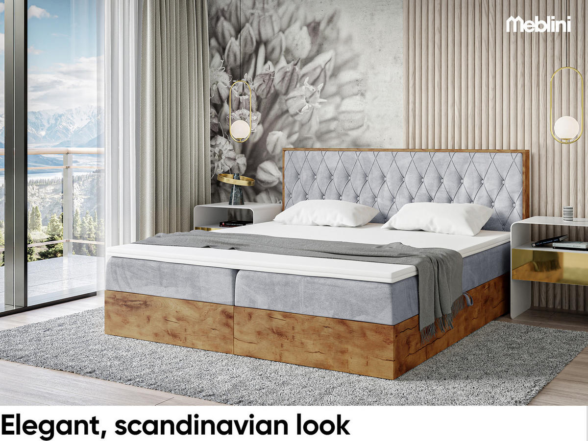 BOXSPRINGBETT Lofty 6 H4 - Hellgrau, Holzwerkstoff (120/200cm) - Meblini