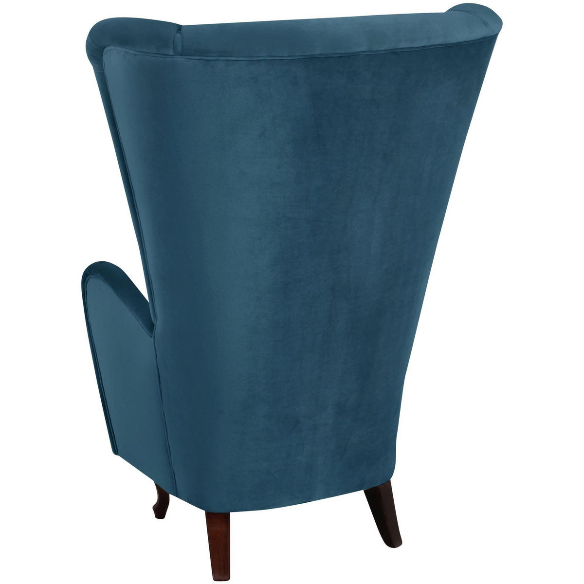 HOCHLEHNSESSEL Kailey Bezug Samtvelours Buche nussbaum dunkel / petrol - Blau, Kunststoff (96/122/89cm) - 58aufmkessel