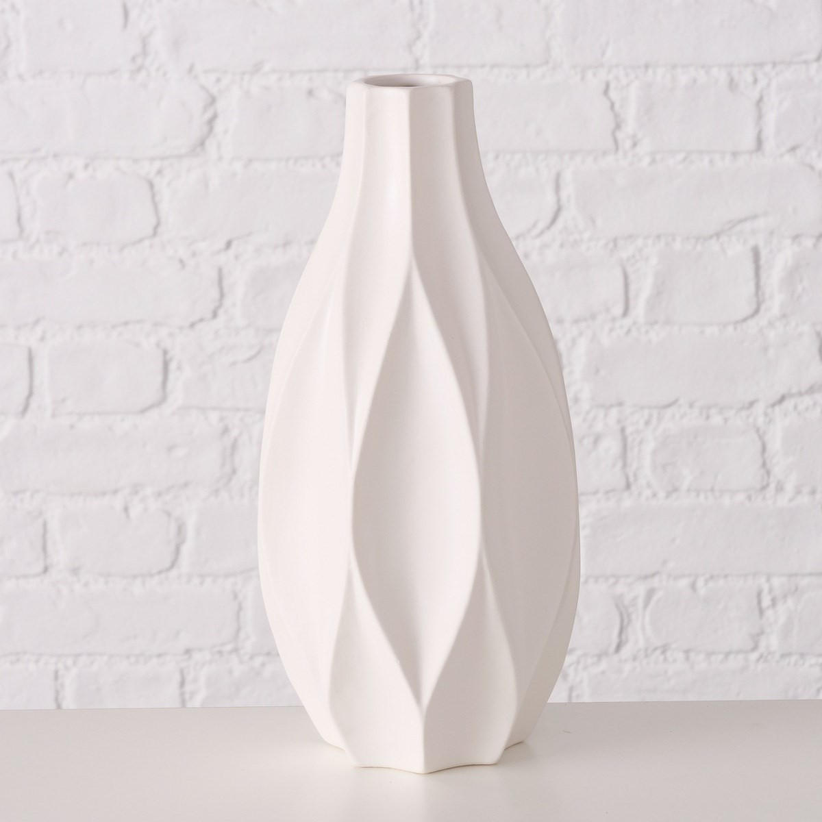 DEKO-VASE matt Avantika 16/16/30 cm - Weiß, Keramik (30cm) - Boltze Home