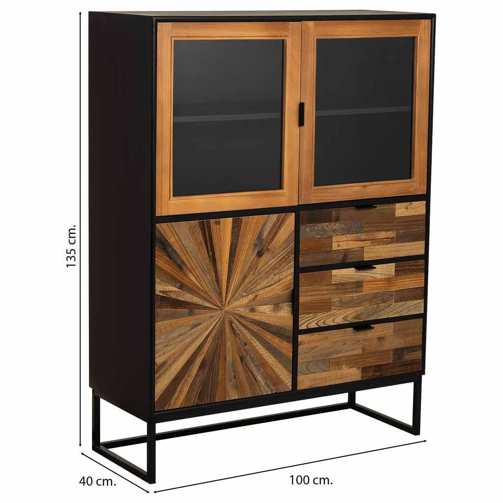 Thumbnail - Wanderlust Sideboard, Braun, Holzwerkstoff, 100x135x40 cm, Wohnzimmer, Wohnwände, Vitrinenschränke