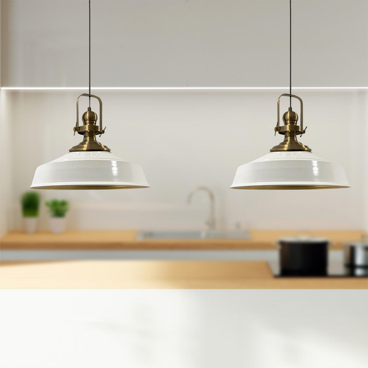 PENDELLEUCHTE Asletl 2 Flammig 41/36 cm - Weiß, Metall (36/41/28cm) - Bamyum