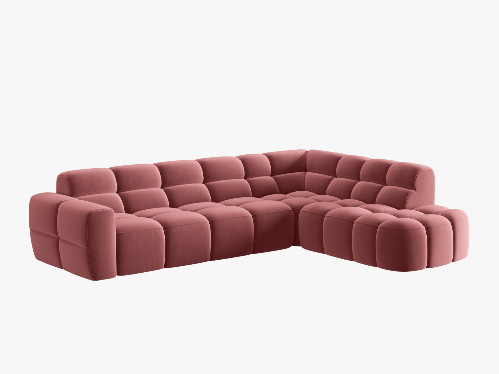 ECKSOFA rechts Lisa aus Samt lachs 5 Sitzplätze - Dunkelrosa, Textil (234/293cm) - Micadoni