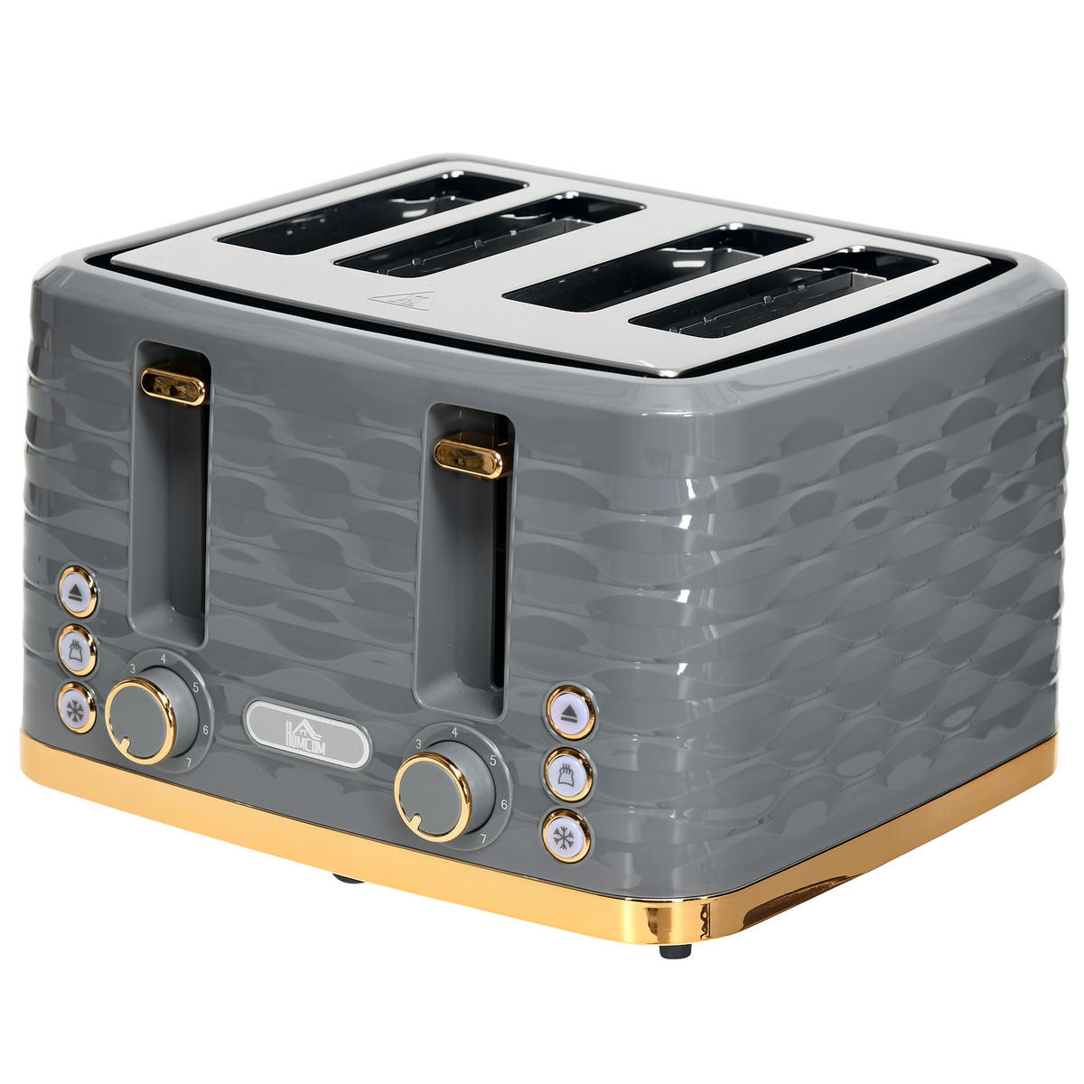 TOASTER DE-07955 4 Scheiben, 7 Bräunungsstufen, Wellenoptik Grau - Grau, Kunststoff (27.5/18.9/29.2cm) - ComfortXL
