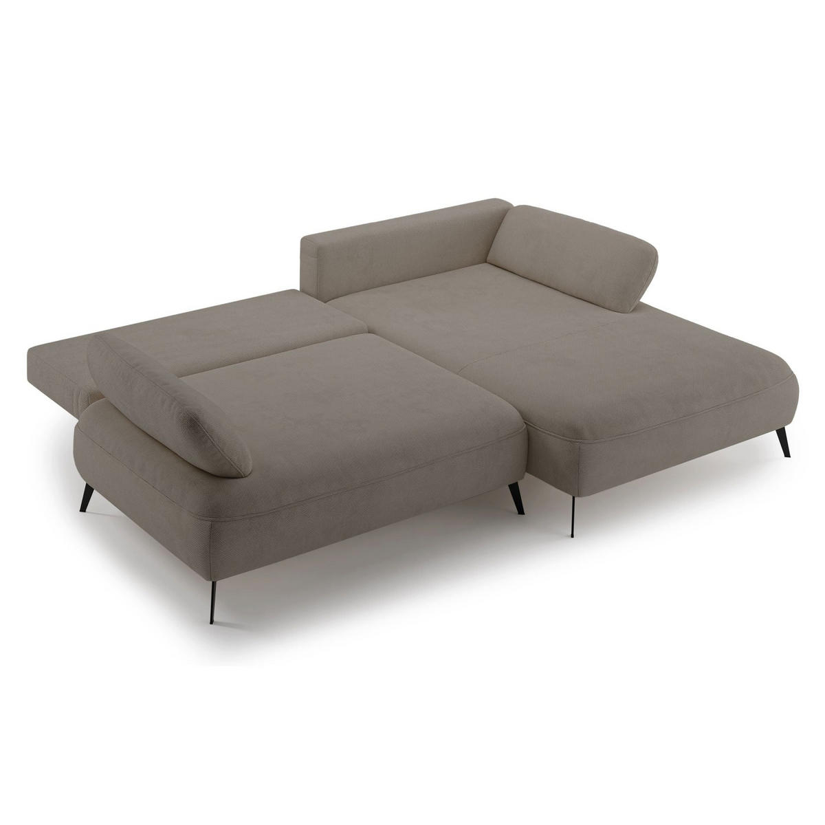 ECKSOFA Avolla Dunkelbeige rechts - Schwarz/Cappuccino, Textil/Metall (186/284cm) - Selsey