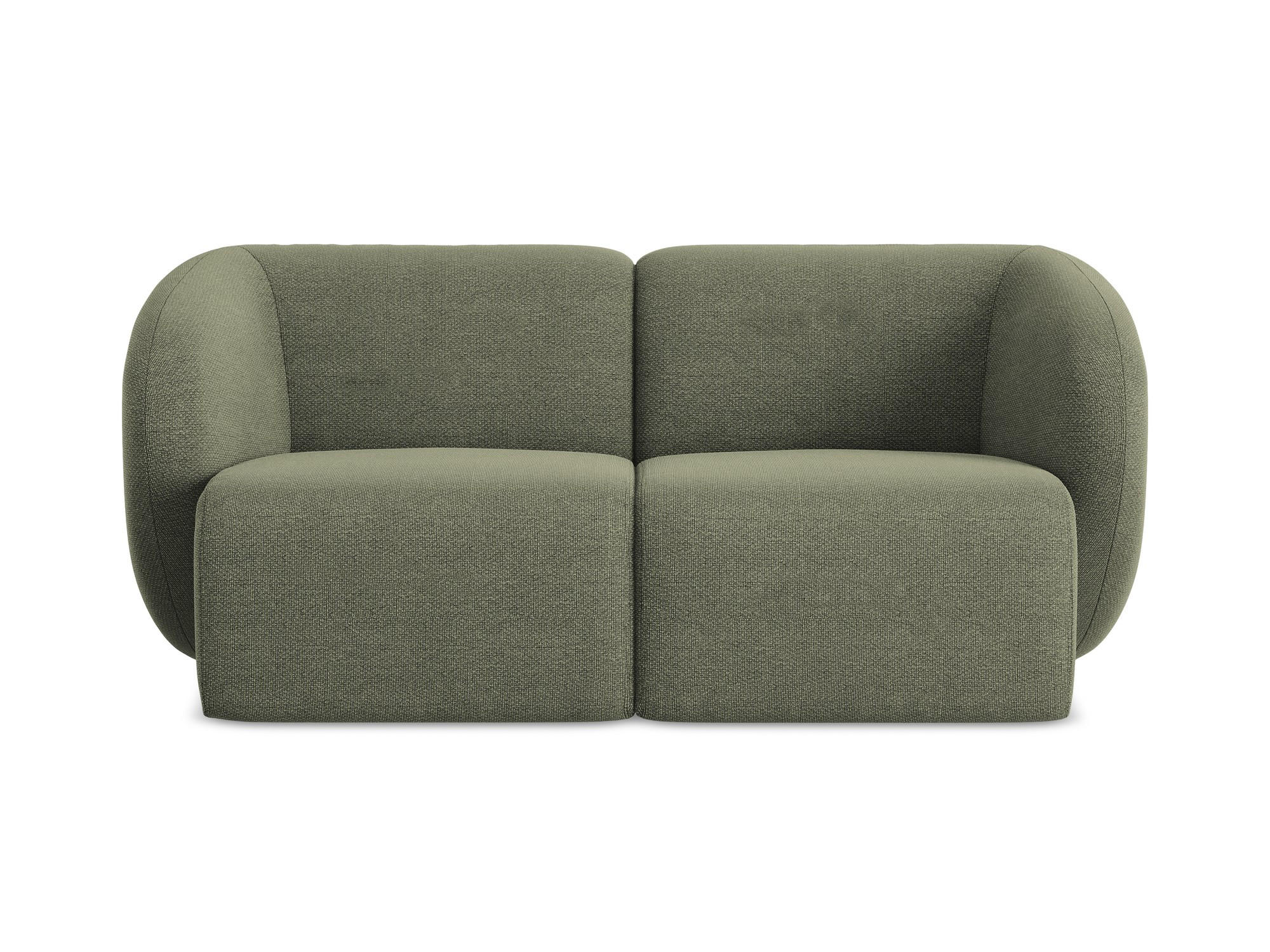 2-SITZER-SOFA Bouclé Stoff Grün - Schwarz/Olivgrün, Holzwerkstoff/Kunststoff (174/75/94cm) - Makamii