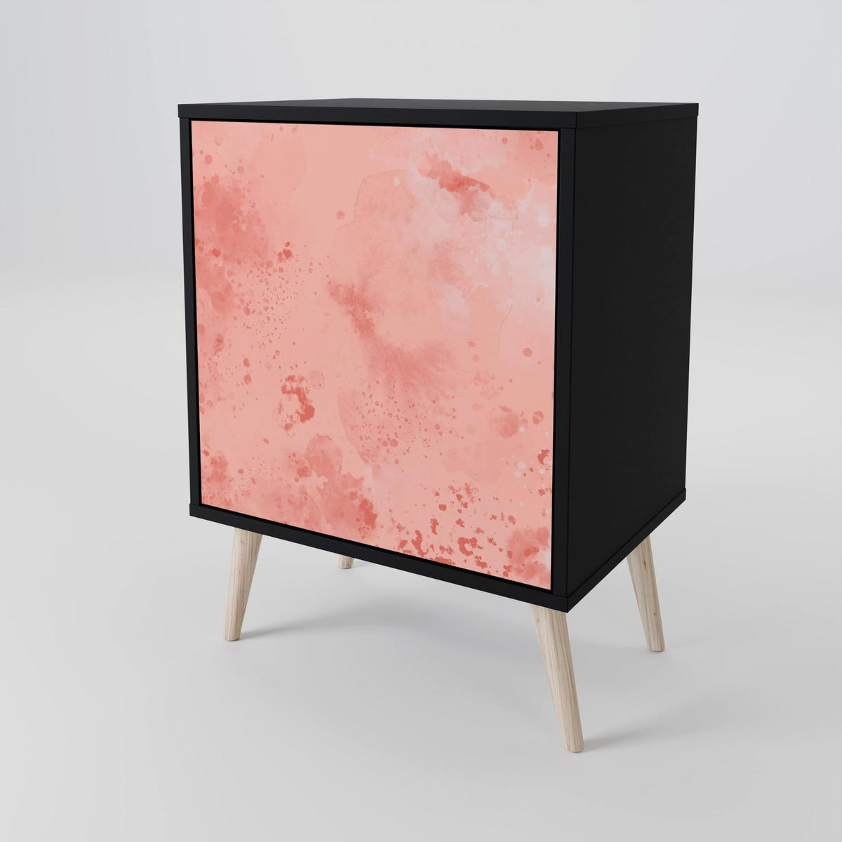 SIDEBOARD CRANE DANCE, Schwarz, 57,5x42x70,5 cm, Schwarze Metall-Sternfüße - Multicolor/Schwarz, Holzwerkstoff/Metall (57.5/70.5/42cm) - SpaceRebels