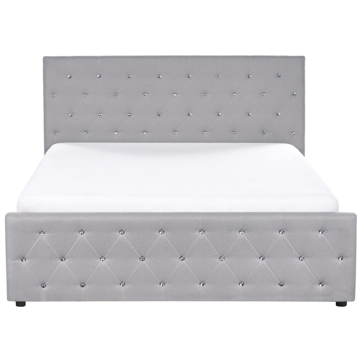 BETT mit Stauraum 160/200 cm Stoff Hellgrau Amiens - Hellgrau, Textil (160/200cm) - Beliani