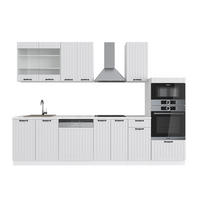 KÜCHENZEILE Fame-Line Weiß Landhaus/Weiß 300 cm mit Hochschrank AP Marmor - Creme/Weiß, Holzwerkstoff (300/81.6/60cm) - Vicco