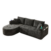 ECKSOFA DE-35043 L-Form mit Becherhalter Schwarz - Schwarz, Textil (170/255cm) - ComfortXL