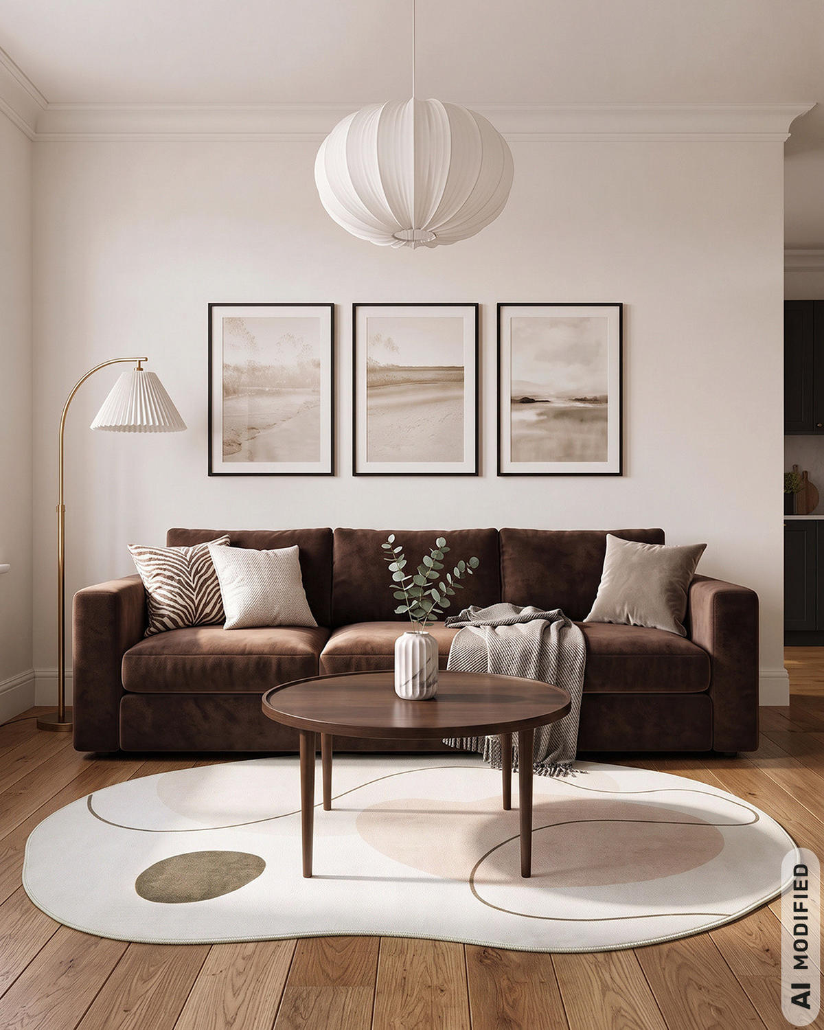 TEPPICH Bova Serta Mazovia Unregelmäßige Form 120x160cm Beige Braun Abstrakt Kurzflor - Braun, Textil (120/160cm) - Mazovia