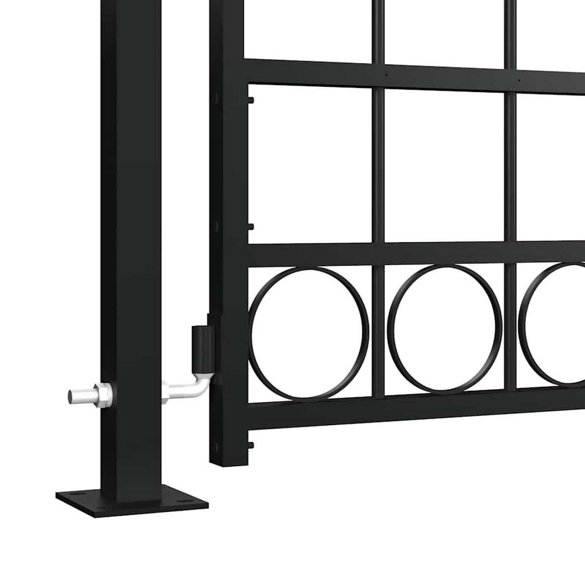GARTENTOR mit gewölbter Spitze und 2 Pfosten, 105/204 cm, aus Stahl, Schwarz - Schwarz, Metall (105/204cm) - vidaXL